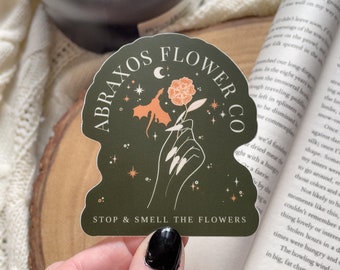 Abraxos Flower Co Waterproof Sticker | Dark Green | Bookish Sticker | Throne of Glass Sticker | SJM Merch | Book Worm Gifts | 3"x2.8"
