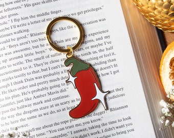 Spice Pepper Hard Enamel Keychain | Spicy Bookish Keychain | Bookworm Keychain | Librarian Keychain | Romance Book Keychain |