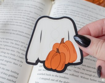 Fall Pumpkin Sweater Sticker | Cozy Seasonal Waterproof Sticker for Autumn Lovers