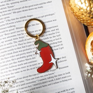 Spice Pepper Hard Enamel Keychain | Spicy Bookish Keychain | Bookworm Keychain | Librarian Keychain | Romance Book Keychain |