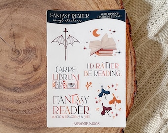 Fantasy Reader Bookish Sticker Sheet | Book Waterproof Stickers | Book Worm Gifts | Reader Decals | 6 Stickers | 6"x4"