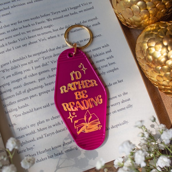 Id Rather Be Reading Motel Keychain | Bookish Keychain | Bookworm Keychain | Librarian Keychain | Fun Book Keychain |