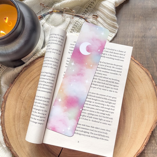 Rainbow Celestial Bookmark  | Galaxy Bookish Aesthetic | Fantasy Book Worm Gifts | Reader Present | 2"x8" Rounded Corners | Book Lover Merch