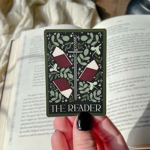 The Reader Sword Heart Tarot Card Waterproof Sticker | Bookish Sticker | Reader Sticker | Book Lover Gift | 3x2