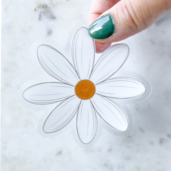 Daisy Waterproof Sticker | Transparent Laptop and Water Bottle Sticker | Flower Decal | 3" x 3"