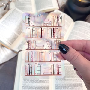 Cozy Bookshelf Suncatcher Window Sticker | Floral Book Rainbow Maker Decal | Mystical Window Sticker | Fantasy Magic Window | 4&quot;x2.6&quot;
