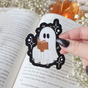 Spooky Book Ghost Sticker | Halloween Waterproof Kindle and Water Bottle Sticker | Spooky Season Sticker | Reader Sticker | 2.4"x3"
