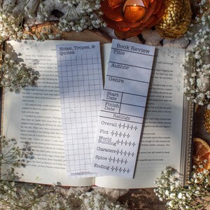 Marcapáginas con reseña de libro: Spice Rating, regalo para amantes de los libros (7 x 21,5 cm)