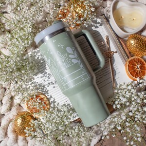 Magical Bookshelf 40oz Tumbler | Fantasy Reader To Go Mug | Book Lover Gift