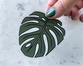 Sticker imperméable Monstera | Sticker pour ordinateur portable et bouteille d'eau en forme de feuille de bananier | Sticker parent végétal | Sticker plante d'intérieur | 3 x 2,9 po.