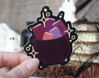 Cauldron Books Spooky Sticker | Halloween Waterproof Laptop and Water Bottle Sticker | Spooky Season Sticker | Reader Sticker | 2.4”x2.5"