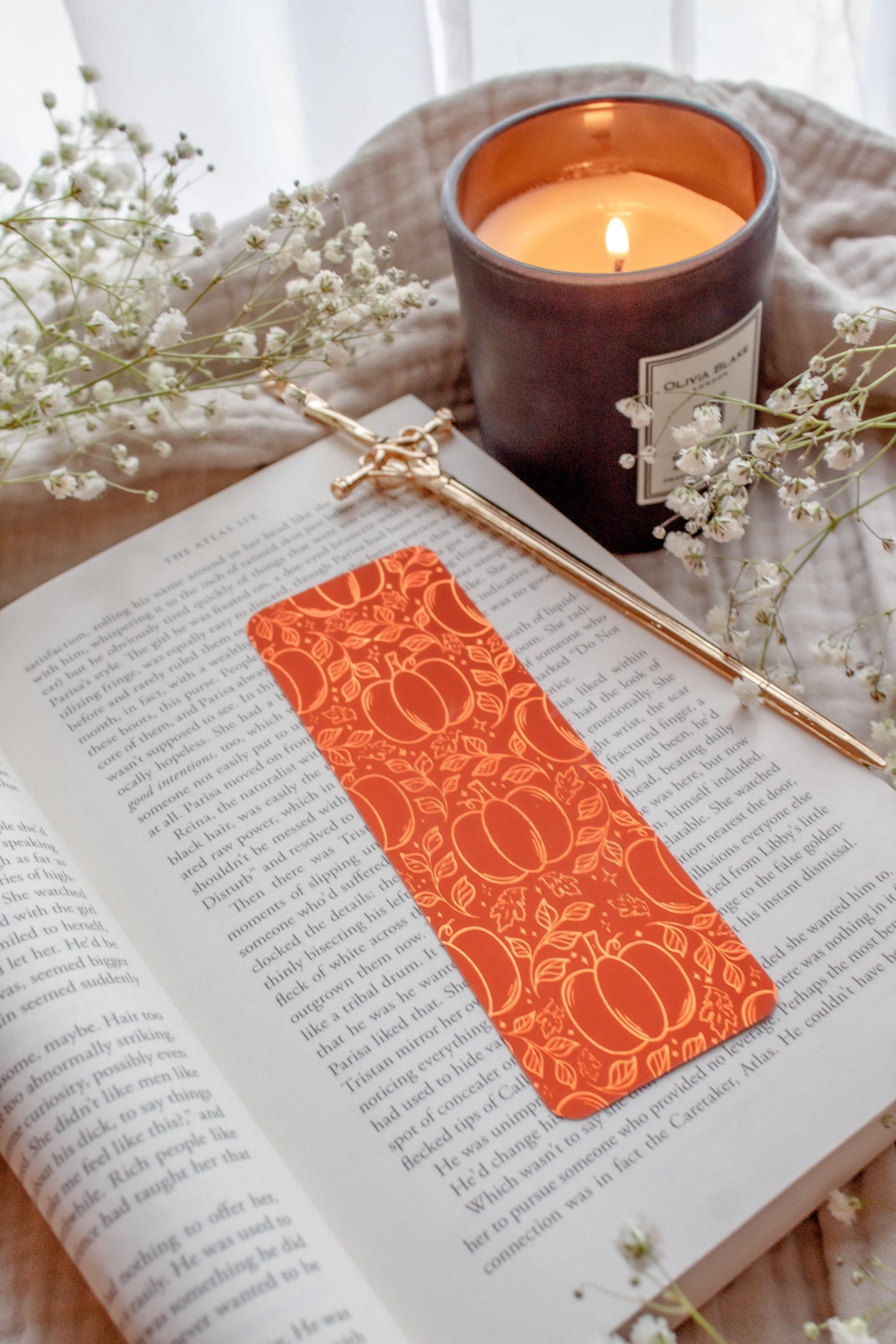 Harvest Pumpkins Autumn Orange Foil Bookmark for Autumn Lovers, Fall ...