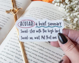 ACOTAR Sticker | Suriel's A Brief Summary Waterproof Vinyl Kindle / Book Stickers for Fantasy Romantasy Readers, Sarah J Maas Fans