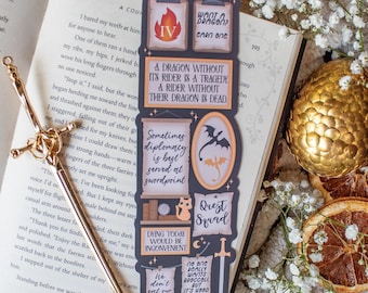 Fourth Wing Bookmark | Quote Wall Die-Cut Page Marker for Fantasy Readers
