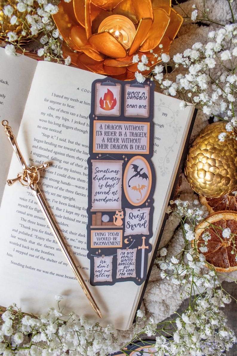 Fourth Wing Bookmark | Quote Wall Die-Cut Page Marker for Fantasy Readers image 1