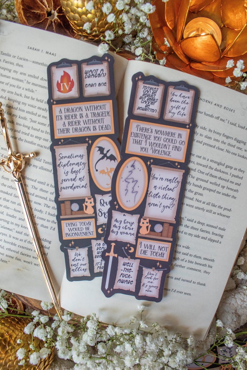 Fourth Wing Bookmark | Quote Wall Die-Cut Page Marker for Fantasy Readers image 4