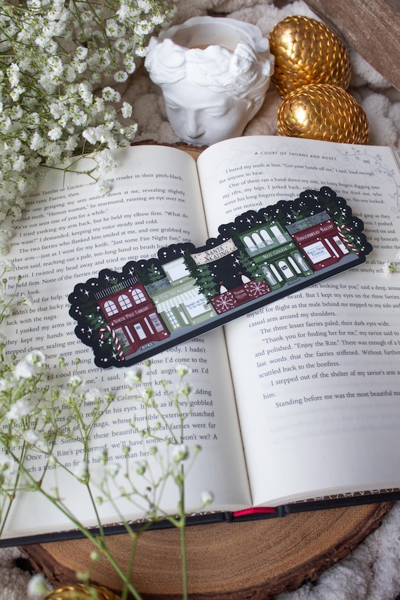 Christmas Village Bookmark: Holiday Book Lover Gift (8"x2.5")