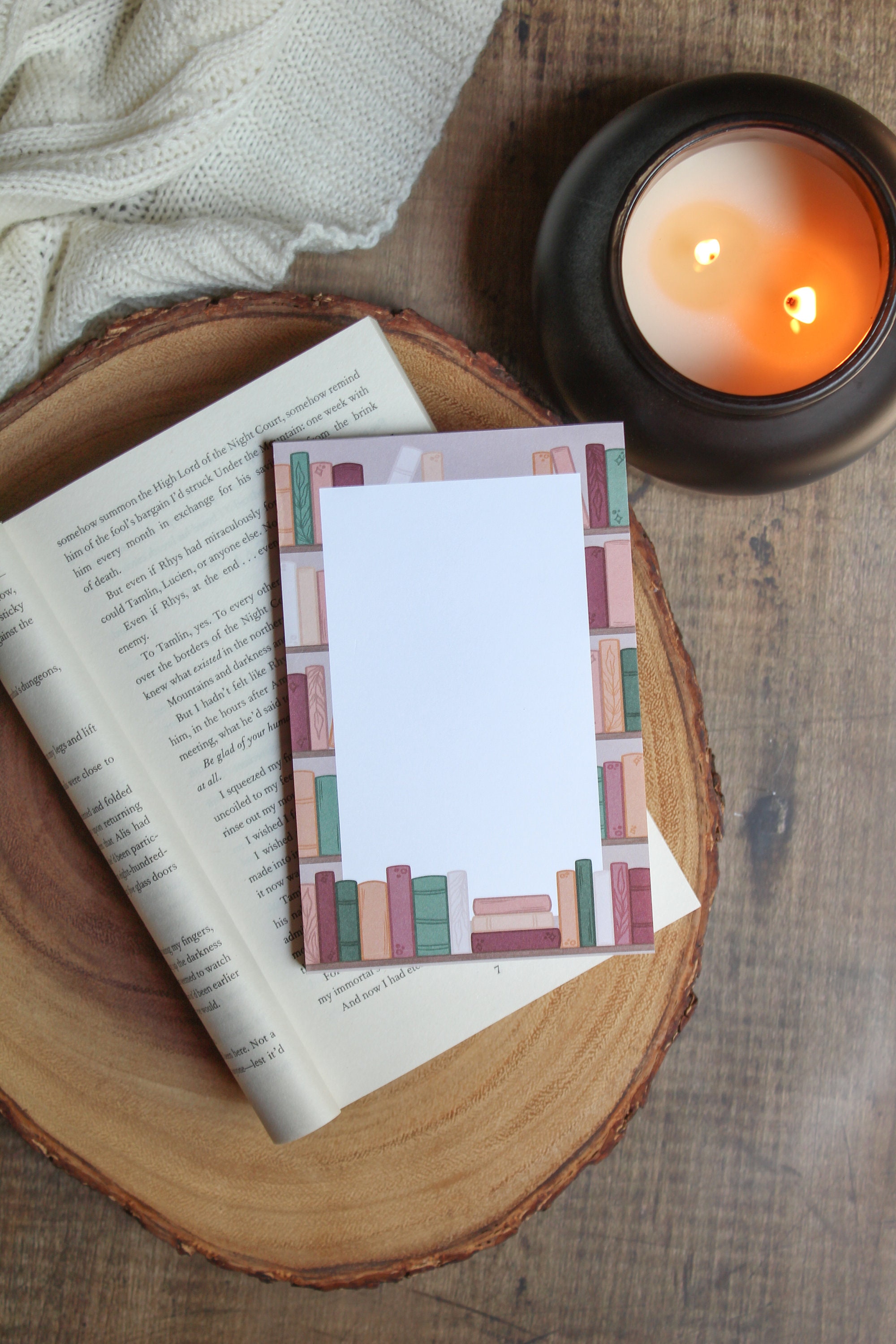 Cozy Autumn Bookshelf Notepad | 4
