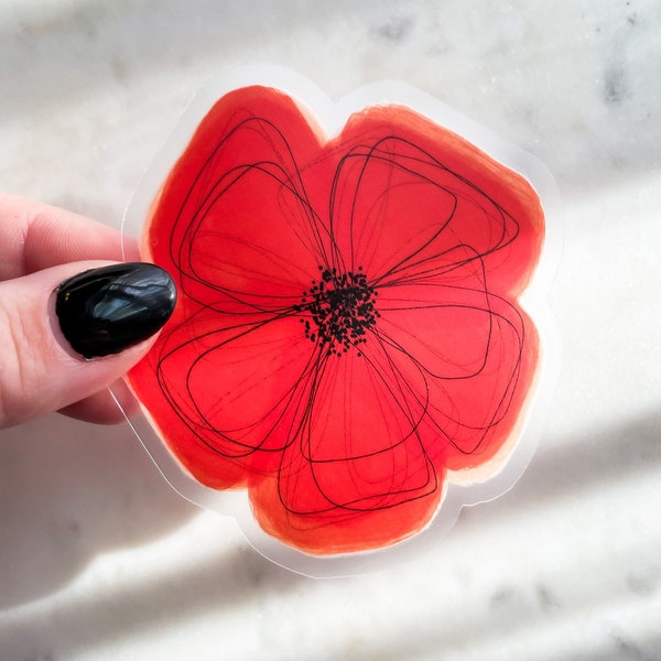 Red Poppy Flower Waterproof Sticker | Floral Laptop and Water Bottle Sticker | Flower Sticker | FBAA Sticker | 2.91" x 3"