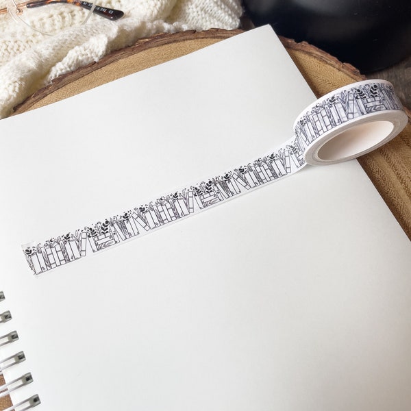 Magical Forest Books Washi Tape | 15mm Wide by 10m long | Bookish Stationery | Book Reading Journal Supplies | Magic Book Office Merch |