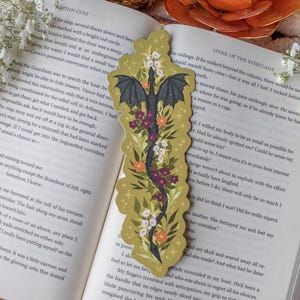Fantasy Wyvern Die-Cut Bookmark for Romantasy Readers and Book Lovers image 1