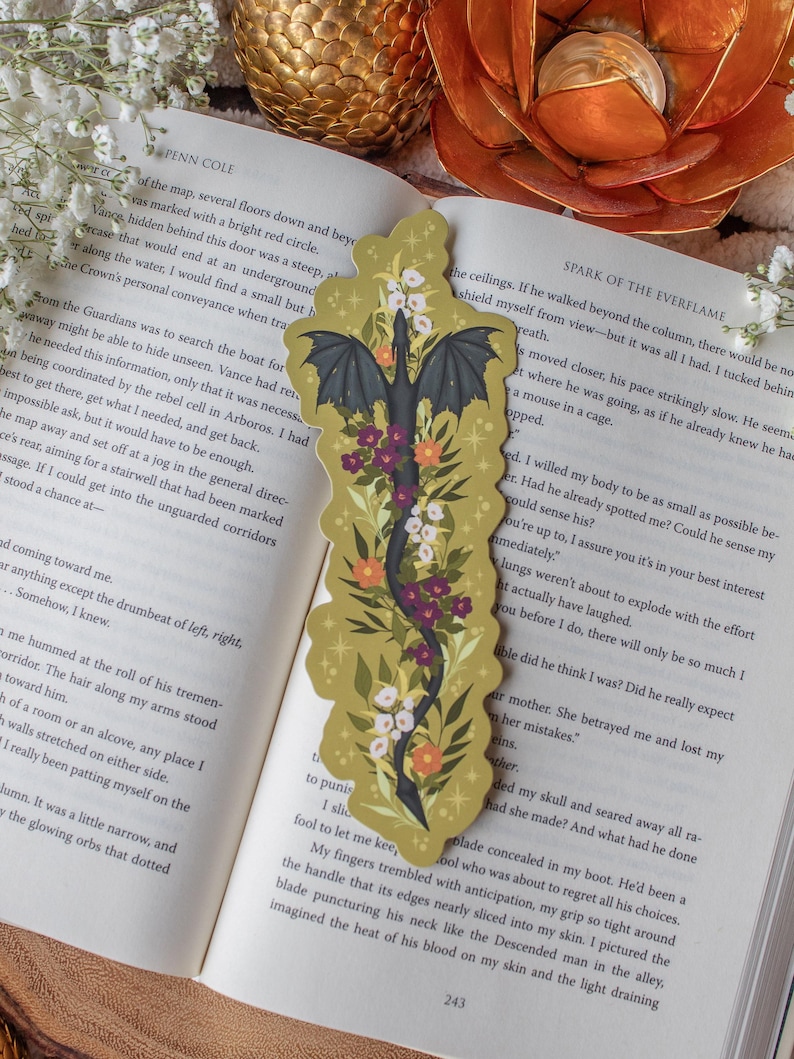 Fantasy Wyvern Die-Cut Bookmark for Romantasy Readers and Book Lovers image 1