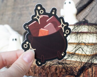 Cauldron Books Spooky Sticker | Halloween Waterproof Laptop and Water Bottle Sticker | Spooky Season Sticker | Reader Sticker | 2.4”x2.5"