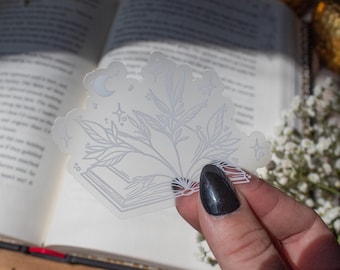 Magical Foliage Book Vinyl Sticker | Waterproof Book Sticker | Bookish Kindle Water Bottle Sticker | Fantasy Reader Sticker | 3x2.3