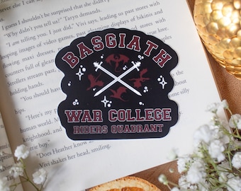 Pegatina de la Cuarta Ala Basgiath War College / Con licencia oficial / Pegatina de vinilo impermeable Bookish / Lector de fantasía / Regalo amante de los libros / 3x2.8