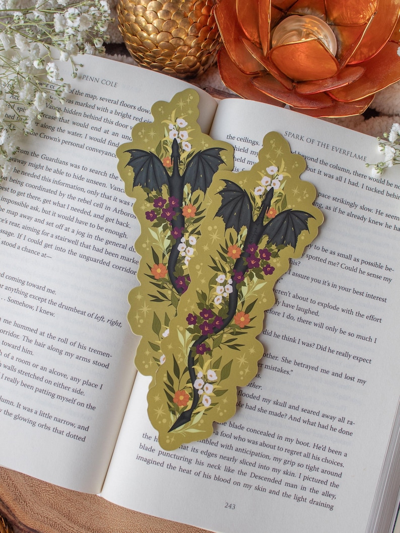 Fantasy Wyvern Die-Cut Bookmark for Romantasy Readers and Book Lovers image 2