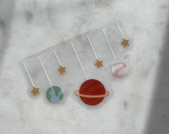 Space Strings Waterproof Sticker | Dishwasher Safe Laptop & Water Bottle Decal | STEM Sticker | Outer Space Planets Stars Sticker | 3"x1.9"