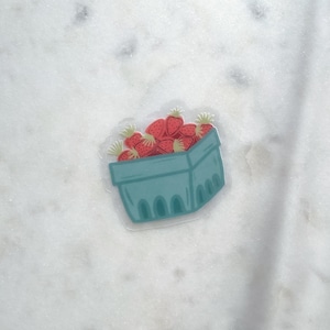 Strawberry Bushel Waterproof Sticker | Farmers Market Laptop and Water Bottle Sticker | Spring Summer Aesthetic Sticker | 1.5"x1.4"