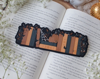 Halloween Bookmark | Spooky Bookshelf Die-Cut Bookmark for Readers and Book Lovers