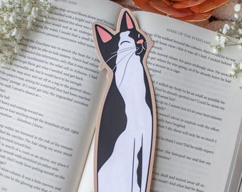 Black & White Kitty Cat Die-Cut Bookmark for Cat Lovers, Pet Parents, Readers and Book Lovers