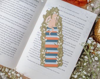 Dragon Bookmark | Littlest Book Dragon Bookstack Die-Cut Bookmark for Fantasy and Romantasy Readers