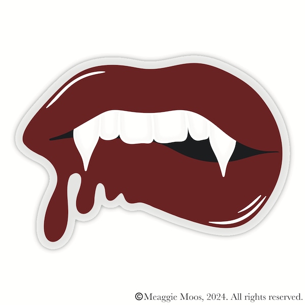 Vampire Lips Sticker: Waterproof Halloween Decal (2.2"x3")