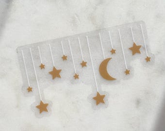 Starfall Sticker | Stars and Moon Sticker | Celestial Night Sky Sticker | Waterproof Laptop and Water Bottle Decal | ACOTAR | 3"x 1.7"