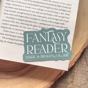 Fantasy Reader | Magic and Dragons and Sh*t | Waterproof Book Sticker ...