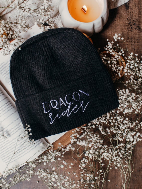 Dragon Rider Beanie | Wool Fiber Blend | Black | Fantasy Reader Merch | Bookish Gifts | Winter Wear |