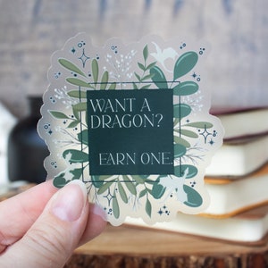 Vous voulez un dragon Gagnez un autocollant Sous licence Sticker vinyle imperméable livresques Lecteur fantastique Cadeau pour amoureux des livres 3x2,9 image 3