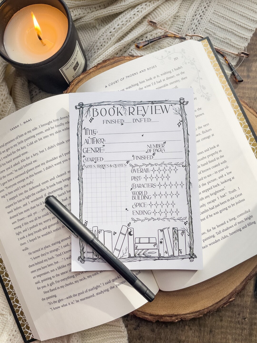 Book Review Notepad 5x8 Black and White Etsy