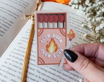 Bookish Sticker | Slow Burn Book Trope Matchbook Vinyl Kindle Sticker for Romance Readers