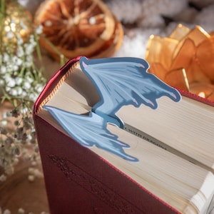 3D Baby Blue Dragon Wings Bookmark: Bookish Merch For Fantasy Readers
