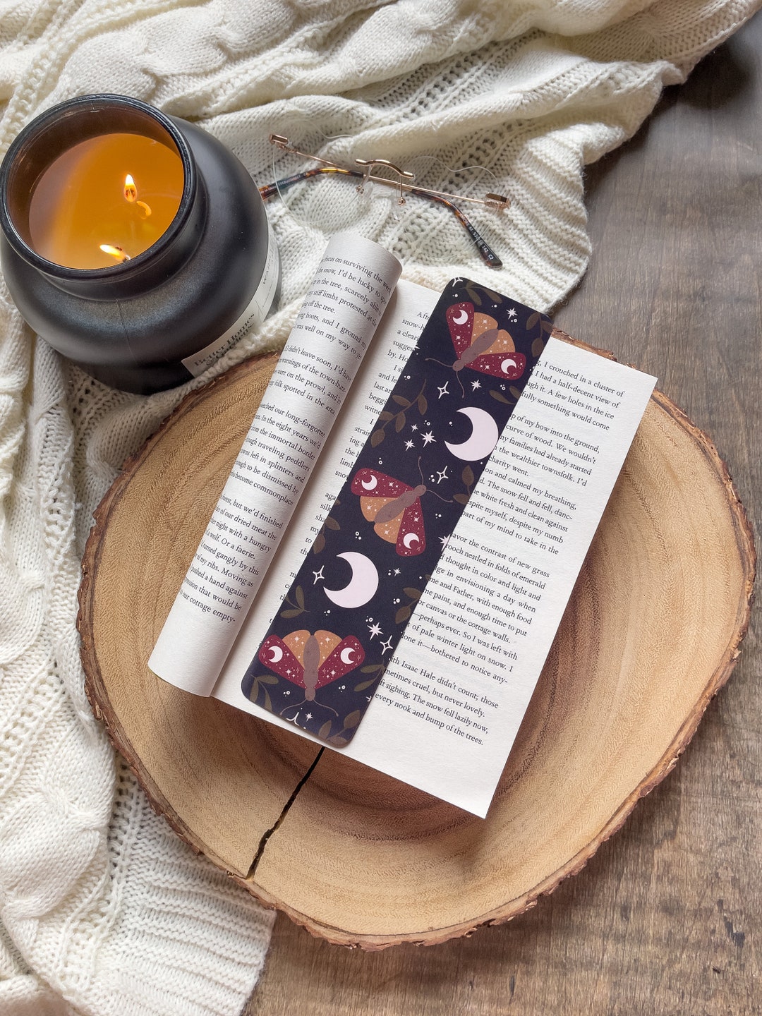 Midnight Moths Bookmark | Bookish Aesthetic | Book Worm Gifts | Reader ...