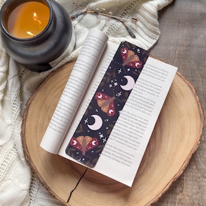 Midnight Moths Bookmark  | Bookish Aesthetic | Book Worm Gifts | Reader Present | 2"x8" Rounded Corners | Book Lover Merch