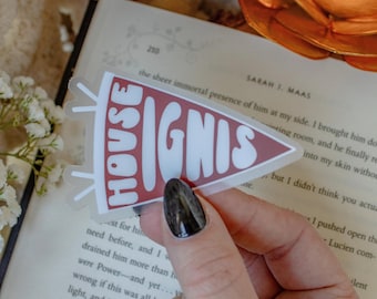 Sticker Académie du zodiaque | Décalcomanie en vinyle imperméable à l'eau de fanions de House Ignis pour les lecteurs de fantasy