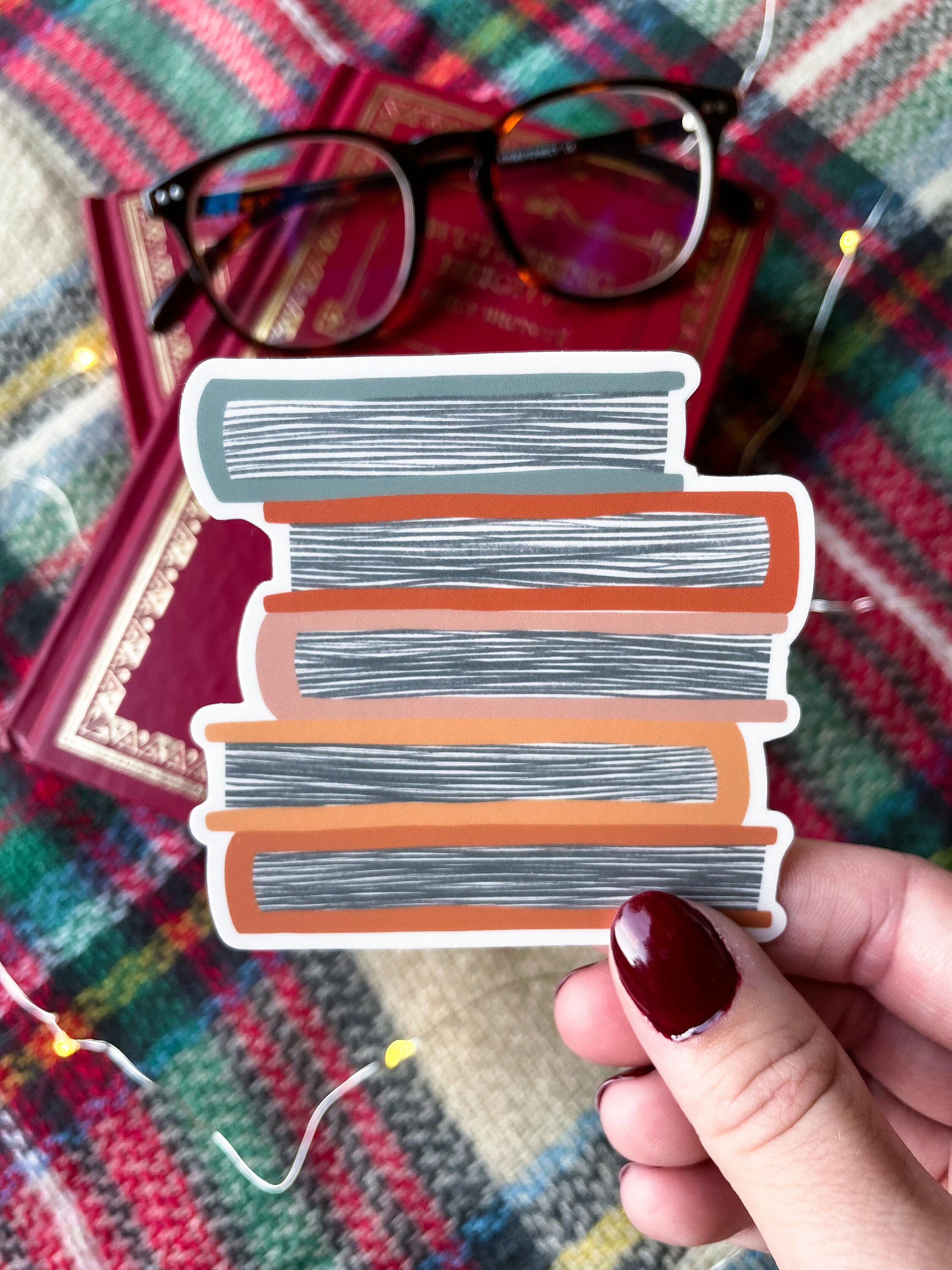 Book Stack Bookish Waterproof Sticker Bookish Laptop Sticker Etsy
