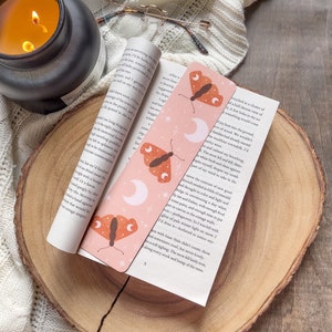 Sunrise Moths Bookmark  | Bookish Aesthetic | Book Worm Gifts | Reader Present | 2"x8" Rounded Corners | Book Lover Merch