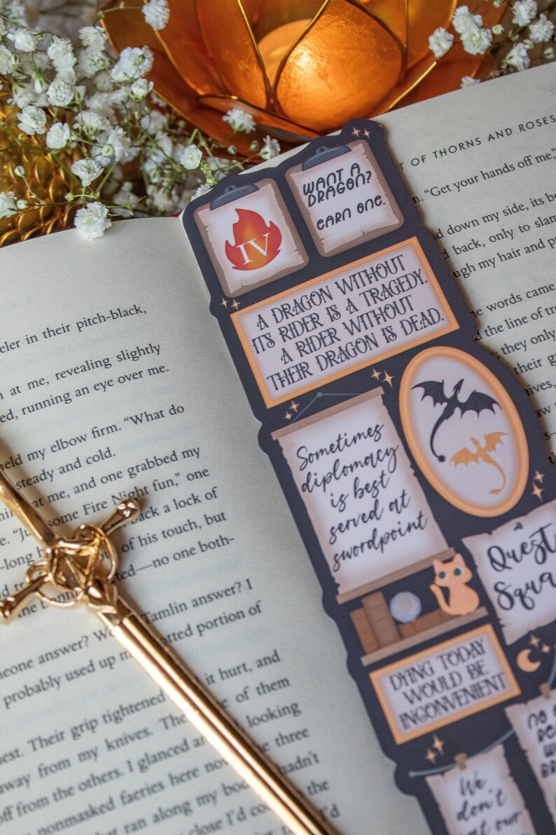 Fourth Wing Bookmark | Quote Wall Die-Cut Page Marker for Fantasy Readers image 6