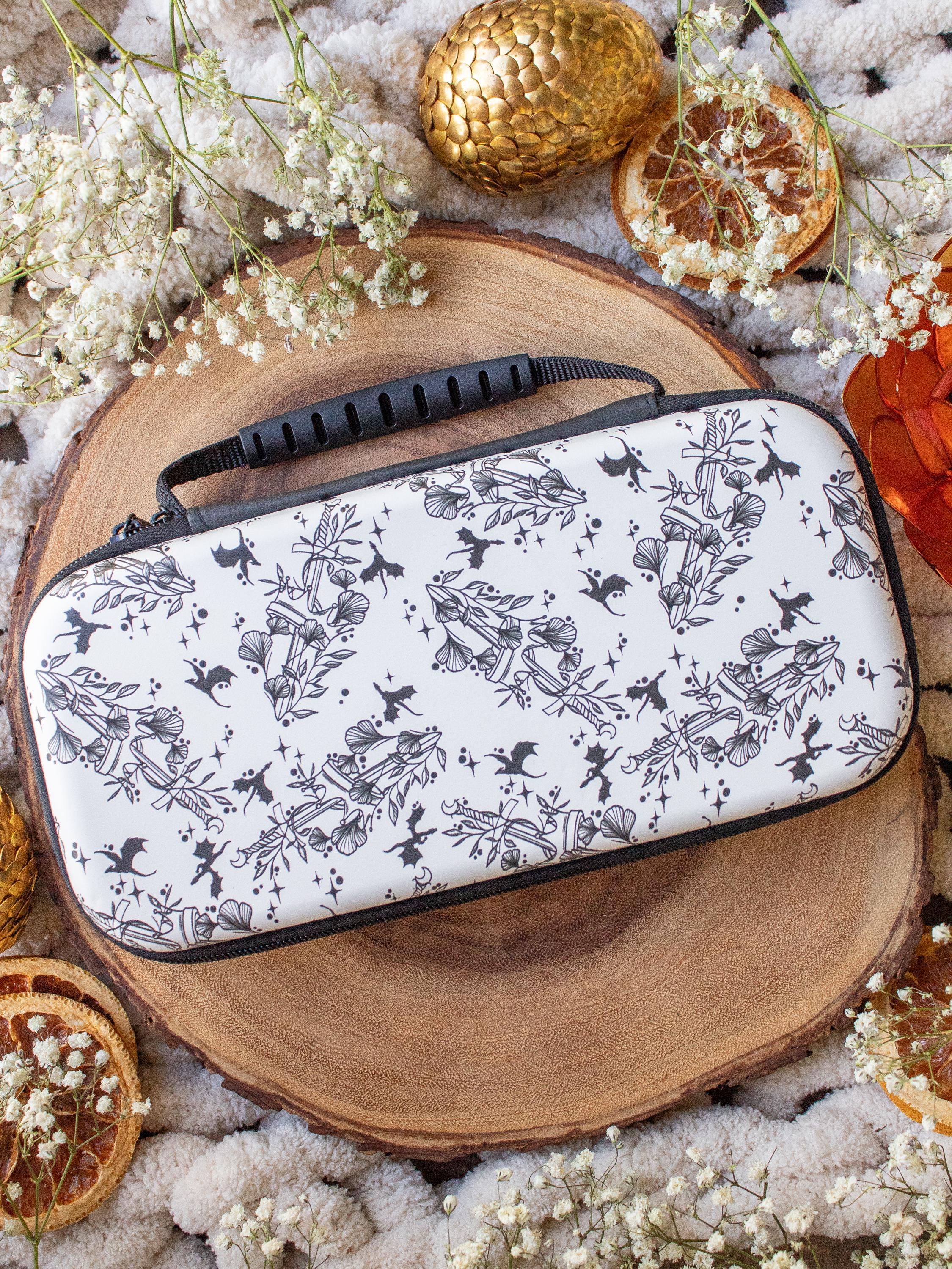 Ivory Swords Switch Case | Hard Shell Case for Switch / Switch Lite / Switch OLED | Dragons and Swords Fantasy Lover Case For Women
